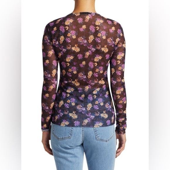 BAUM UND PFERDGARTEN Jenilyn Floral Mesh Top long sleeve, purple, size S NWT - Picture 8 of 15
